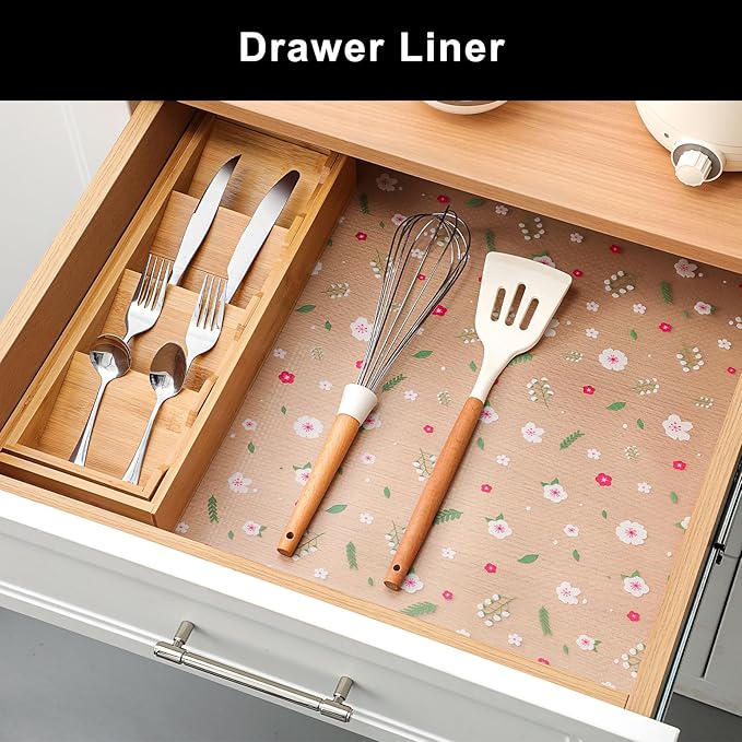 Cooyes Shelf Liner – Premium Non-Adhesive Cabinet & Drawer Liner for Kitchen – Waterproof Shelf Paper with Modern Pattern – Durable EVA Cabinet Mat – Easy to Cut （24" W x 240" L）