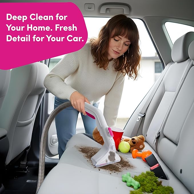 WECLEAN C4 Carpet Cleaner Machine with 800W 18KPa Portable Deep Cleaner with Stand-Up Cleaning Handle and Wide Squeegee, for Carpets, Rugs, Upholstery with 3L Clean and 1.5L Dirty Tank, Pink