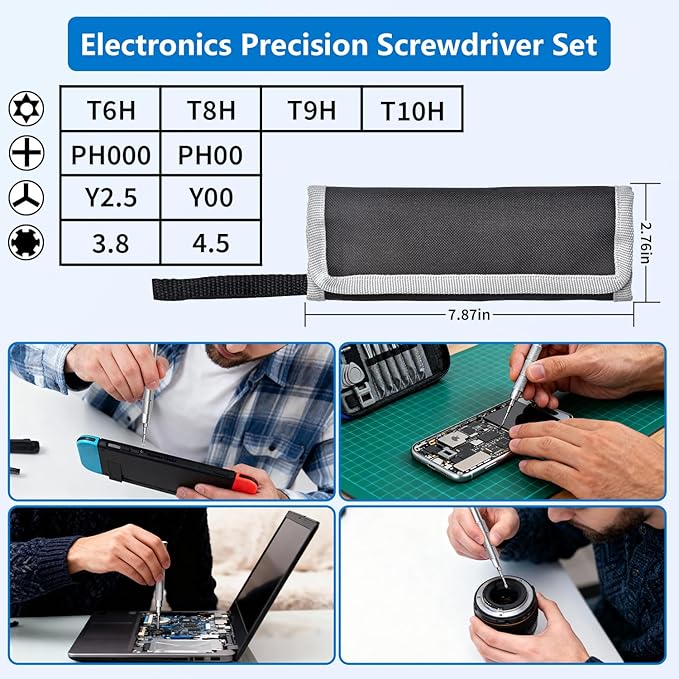 Repair Tool Kit for Nintendo Xbox PS5 PS4, 23 in 1 Triwing Screwdriver Set with T6 T8 T9 T10 Torx 3.8 4.5 Gamebit for Switch Joycon Gamecube Controller NES SNES N64 3DS