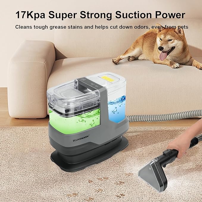 Couch & Upholstery Cleaner Machine, Portable Carpet Cleaner Machine with 17KPa Powerful Suction, Small Handheld Carpet Shampooer for Deep Cleaning Car Seat, Sofa, Furniture, Rug, Spot & Pet Mess