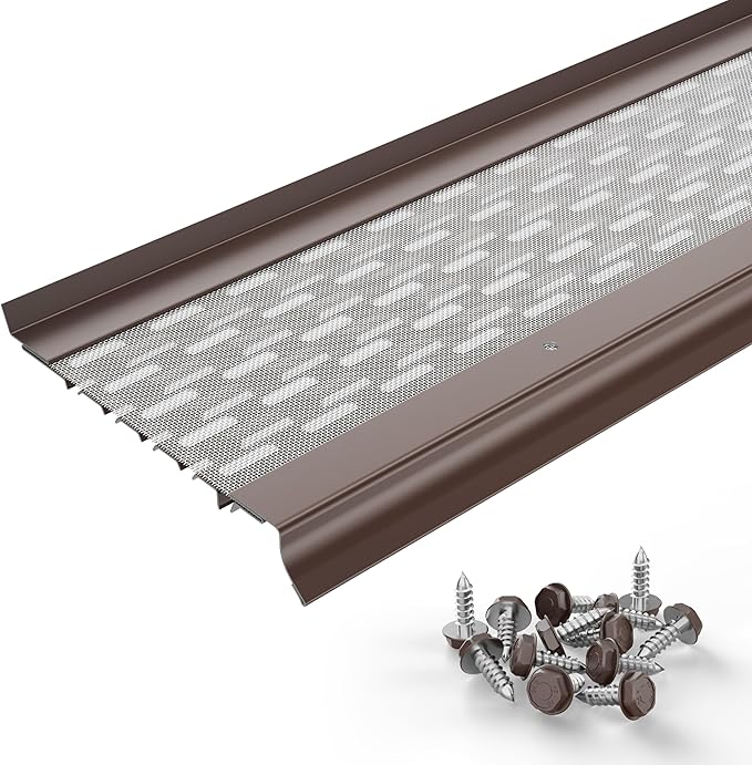 Micromesh 5 inch Gutter Guards Leaf Protection, 50 Feet Royal Brown, Stainless Steel Mesh, Aluminum Gutter Covers, Contractor Grade Gutter Guard from Manufacturer