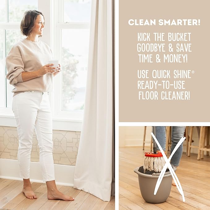 Quick Shine Hardwood Floor Cleaner 27oz, 2Pk| Use in Spray & Vac Mops| Removes Dirt & Scuff Marks| Ready-to-Use, Streak Free, No Rinse| Safer Choice Cleaner| Perfect for Gentle and Effective Cleaning