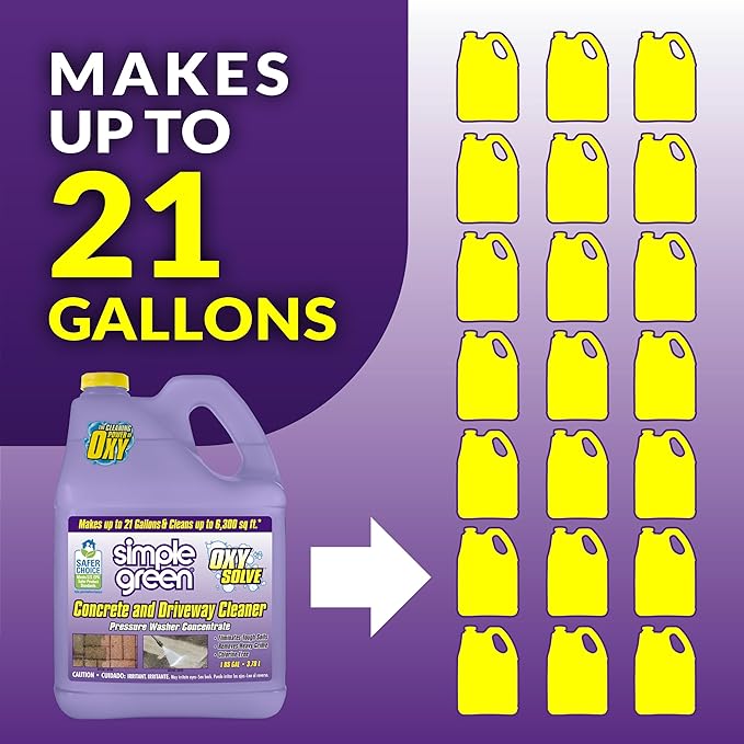 Simple Green Oxy Solve Concrete and Driveway Pressure Washer Cleaner, Purple, Unscented, 128 Fl.Oz