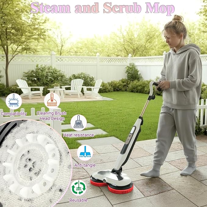 Steam Cleaner Mop Replacement Brush Heads for Shark steam and Scrub mop S7000 S7201 S7005 S7020 S7001C S7000AMZ S8001, Upgraded Scrubbing & Polishing Pads for Deep Cleaning Hard Floors, Red & Black