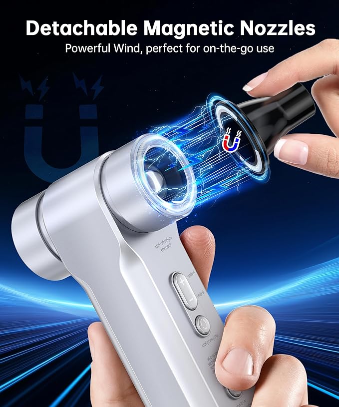 Compressed Air Duster-150000RPM Metal Electric Air Blower with LED Light and Stepless Speed Regulation, USB Rechargeable Mini Portable Cordless Motor Air Blower for Computer,Keyboard, House and Car