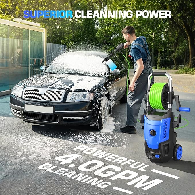 Professional Electric Pressure Washer 4800PSI, 4.0GPM Portable Power Washer with 4 QC Nozzles and Soap Bottle, Cleaner Machine for Cars/Home/Driveways/Patios/Decks/Fences
