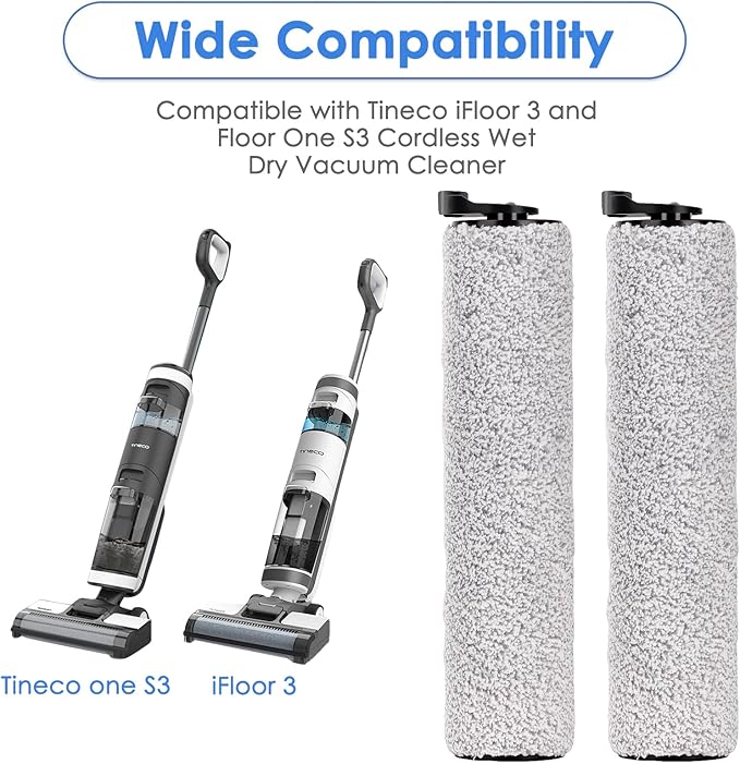 (4 Pieces) Replacement Brush Rollers Compatible With Tineco iFloor 3/ Floor One S3/ iFloor 2 Cordless Wet Dry Vacuum Cleaner, Replacement Parts Accessory Kit, 4 Main Brushes