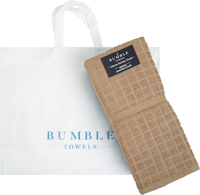 Premium Kitchen Towels (16”x 28”, 6 Pack) | Cotton Kitchen Hand Towels | Dish Towels | Kitchen Towels | Highly Absorbent Tea Towels Set | Tan