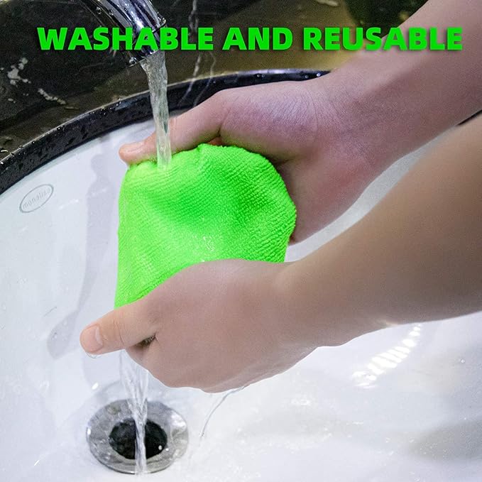 XINDELL Windshield Cleaning Tool for Car – Extendable Handle Window Cleaner with Reusable Microfiber Pads, Streak-Free Interior & Exterior Auto Glass Cleaner (Green)