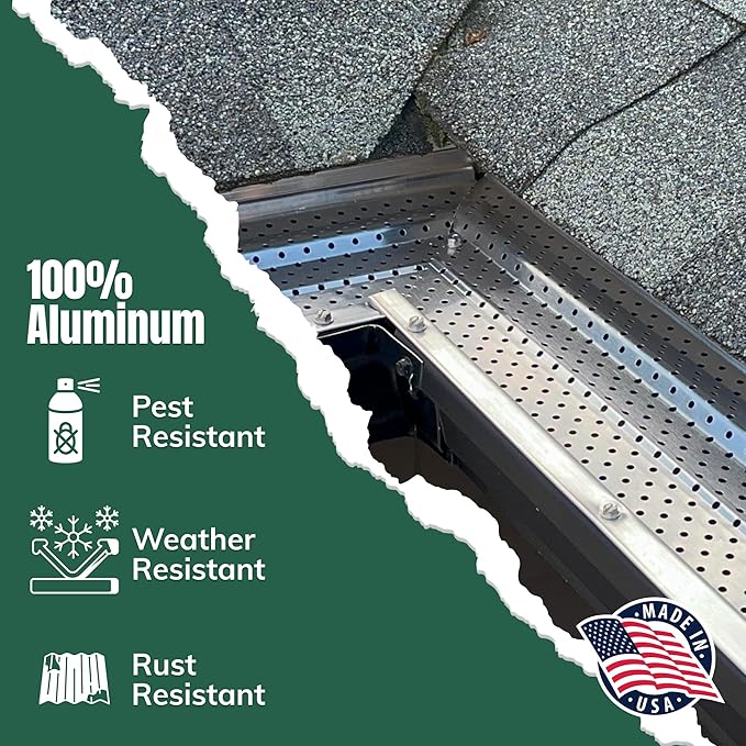 A-M Gutter Guard – Premium Heavy-Duty Lifetime Quality Aluminum - Leaf & Debris Protection, (6 Inch - 23 Feet, Mill Finish) - DIY Easy - Made in The USA