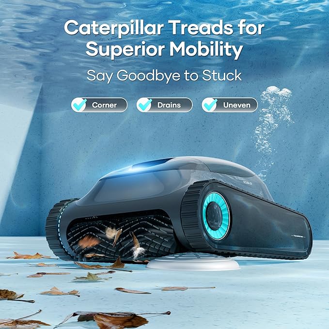 (2025 Upgrade) Aiper Scuba S1 Robotic Pool Cleaner, Wall & Waterline Cleaning, Double Filtration, Extended 180-Min Battery Life, Smart Navigation, App Support, OTA Upgrade (Renewed)