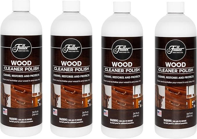 Fuller Brush Wood Polish & Cleaner – Conditions, Shines & Protects Wood Surfaces – Removes Dust, Smudges & Stains – Safe for Furniture, Cabinets, Tables & Trim - (Refill Bottle - Pack of 4)