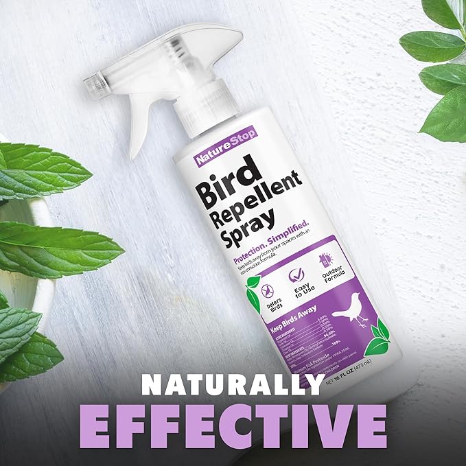 Bird Repellent Spray – Helps Deter Birds from Outdoor Surfaces & Garden Areas, 16 oz (475mL)
