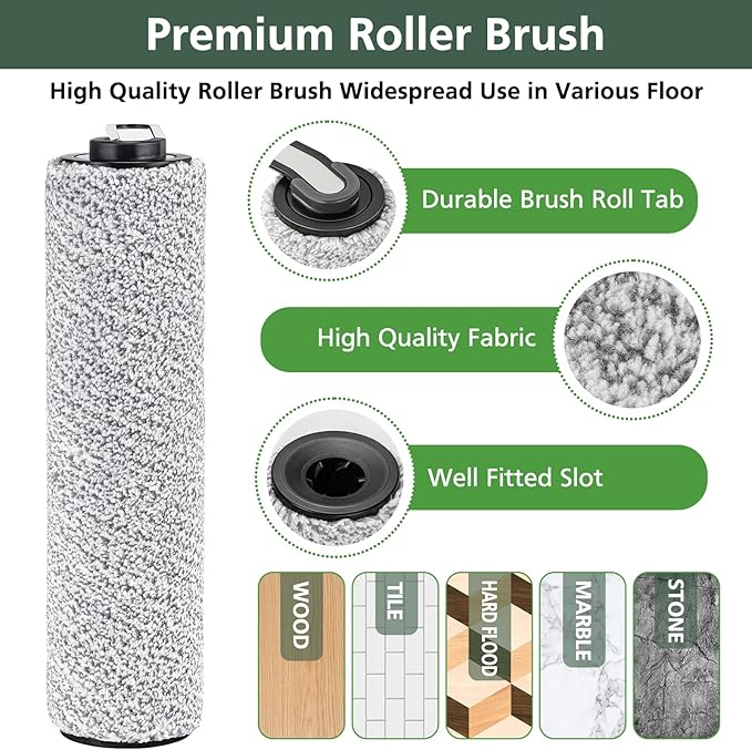 【Only S5 Combo】Brush Roller Replacement Parts for Tineco Floor ONE S5 Combo Cordless Wet Dry Vacuum Cleaner, 2 Brush Rollers + 2 Vacuum HEPA Filters (Only Fit S5 COMBO)