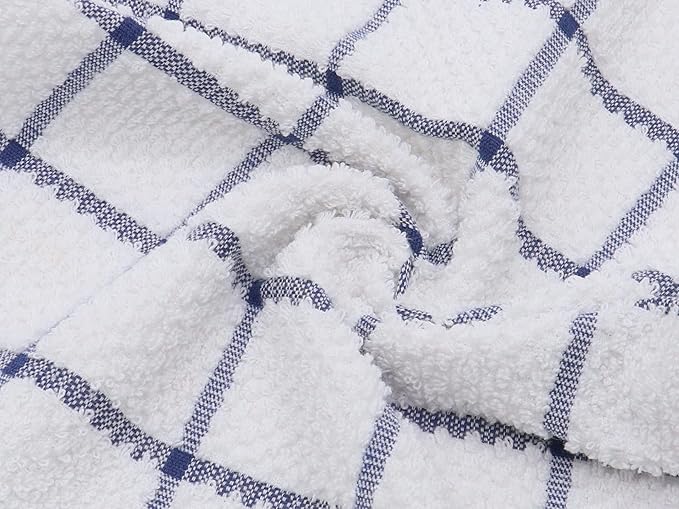 Cotton Dish Towels for Kitchen, Terry Dish Cloths for Washing Dishes, 12 x 12 Inches, Light and Soft, Quick Drying Dish Rags for Cleaning, 8pc/Set (Blue)