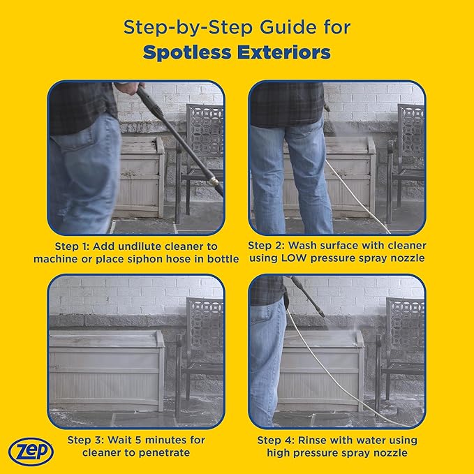 Zep All-In-1 Pressure Wash Cleaner (Case of 4) Concentrated Formula Makes 28 Gallons (ZUPPWC160)