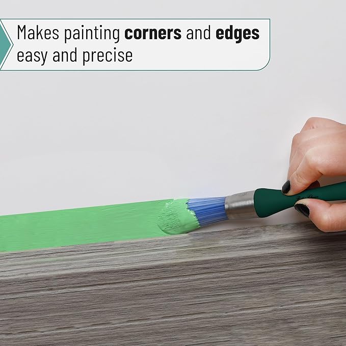 Bates- Trim Paint Brush, 0.75 Inch, Ergonomic Non-Slip Handle, Synthetic Bristles, Trim Brushes for Painting, Muted Teal Color