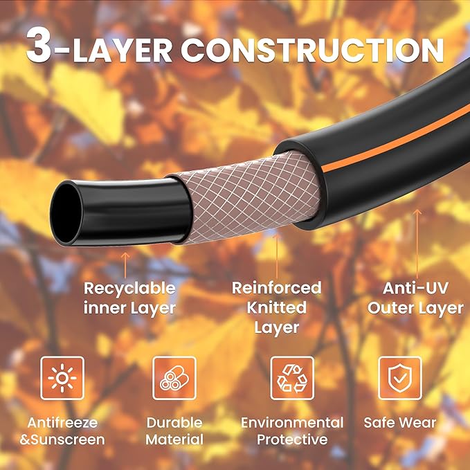 Giraffe Tools Garden Hose 50ft x 5/8", Water Hose Heavy Duty, Flexible, Lightweight Hybrid Hose with Swivel Handle, Male to Female Fittings, Burst 600 PSI