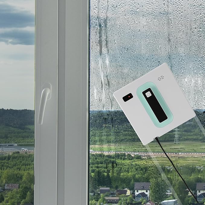 Ultra Thin Window Cleaner Robot Dual Spray 2500Pa Suction with Safety Rope Auto Climbing for Home High Rise Glass Cleaning