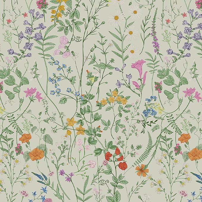 Peel and Stick Wallpaper - 17.5x196.8in Bloom Vintage Flower Vinyl Wallpaper for Home Deco