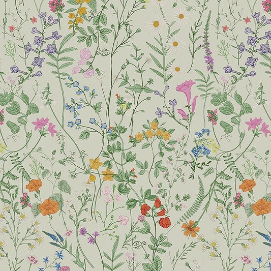 Peel and Stick Wallpaper - 17.5x196.8in Bloom Vintage Flower Vinyl Wallpaper for Home Deco