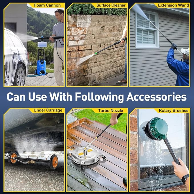 EVEAGE Electric Pressure Washer, Power Washer with 1000Ml Foam Cannon, Powerwasher for Cars, Fences, Patios, Decks, Home and Driveway Cleaning