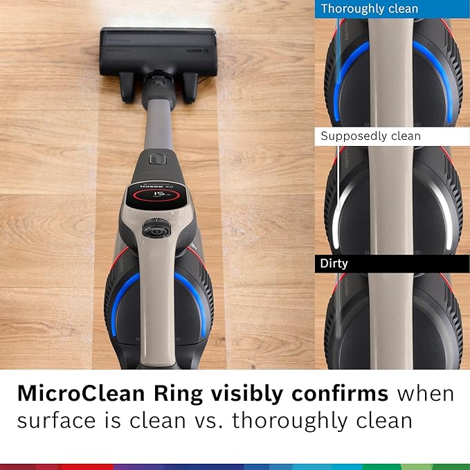 Bosch Unlimited 9 Cordless Stick Vacuum, Fast Charger, Up to 60-Min Runtime, MicroClean Brush, >99.9% Dust Pick-up, HEPA Filter, Pet Hair, Carpets & Hard Floors, 6 Accessories, Dark Cream