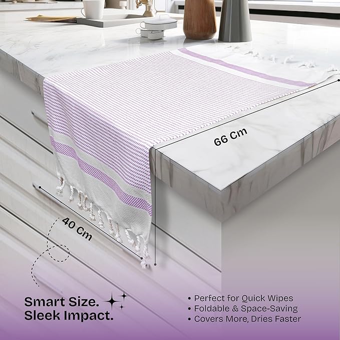 Lavender Turkish Kitchen Towels 16x26 Inch, 12 Pack, 100% Cotton, Ultra Absorbent, Soft, Fast Dry, Machine Washable, Dish Towel with Tassels for Drying Dishes, Cleaning, Everyday Use