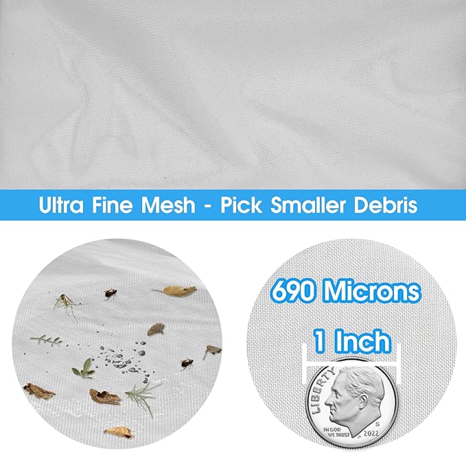 Pool Leaf Skimmer Net Ultra Fine Mesh with Aluminum Poles 5 Sections 6 Feet Swimming Pool Cleaning Net Leaf Catcher for Above Ground Pools Inground Pools