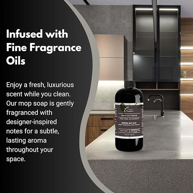 Luxury Floor Cleaner, Scented Mop Soap Concentrate | Hard Floor Cleaner for Tile, Vinyl, Laminate, LVP & Sealed Hardwood | Low-Foam, Streak-Free | 36 oz | Fresh Linen Breeze