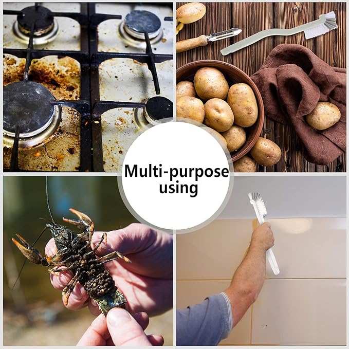 Patelai 4 Pieces Cleaning Brush Sets Small Scrub Brush Household Use for Cleaning Bottle Sink Kitchen Sink Corner Dish Edge Grout Bathroom Sliding Door Window Track(White)