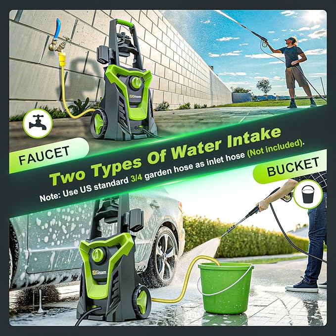 Pressure Washer, Portable Power Washer, 4 Nozzles & Detachable Foam Cannon for Easy Use, Home/Driveway/Car Wash/Patio/Fence Power Washer with Surface Cleaner