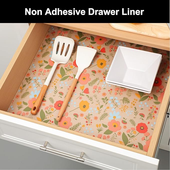 Cooyes Shelf Liner – Premium Non-Adhesive Cabinet & Drawer Liner for Kitchen – Waterproof Shelf Paper with Modern Pattern – Durable EVA Cabinet Mat – Easy to Cut （12" W x 120" L）