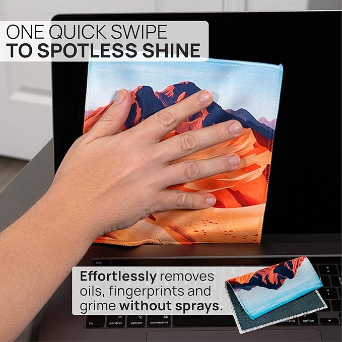 Quick Cloth Microfiber Glasses Cleaning Cloths – 8x8, Desert, 1 Pack with Case | Double-Sided Lens Cleaner for Eyeglasses, Camera, Screens & Glass | Reusable Microfiber Glass Polishing Cloths
