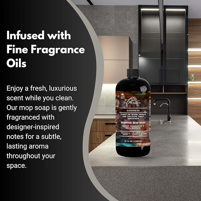 Luxury Floor Cleaner, Scented Mop Soap Concentrate | Hard Floor Cleaner for Tile, Vinyl, Laminate, LVP & Sealed Hardwood | Low-Foam, Streak-Free | 36 oz | Goddess