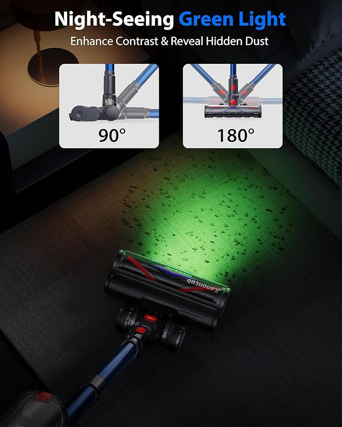 Cordless Vacuum Cleaner, 75Mins/55KPa/650W Self-Standing Stick Vacuum Cleaners for Home, Rechargeable, Lightweight, Cone Filtration&Anti-Tangle, for Hard Floor, Carpet, Hardwoods, Pet Hair