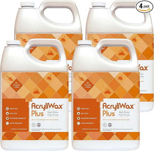 Acryliwax Plus High Gloss Commercial Floor Finish & Wax - Case of 4 Gallons…