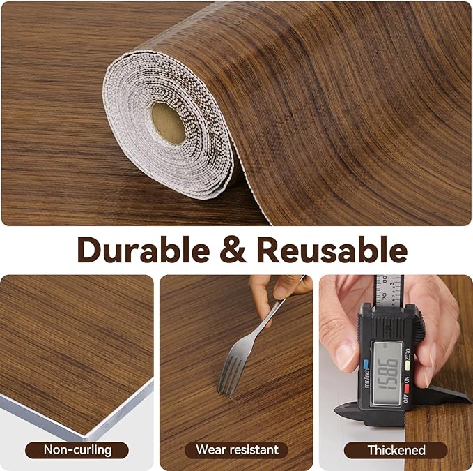 Drawer Shelf Liner for Kitchen Cabinets, Non Adhesive Slip Resistant Shelf Paper Easy to Clean, Strong Grip Thickened Waterproof Washable Mats for Pantry Shelves, Cupboard, Wood Grain, 24 in x 10 FT