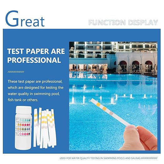 Totority 50pcs 4-in-1 Water Quality Testing Strips Kit for Ph, Free Chlorine, Total Alkalinity, and Hardness in Swimming Pools and Hot Tubs