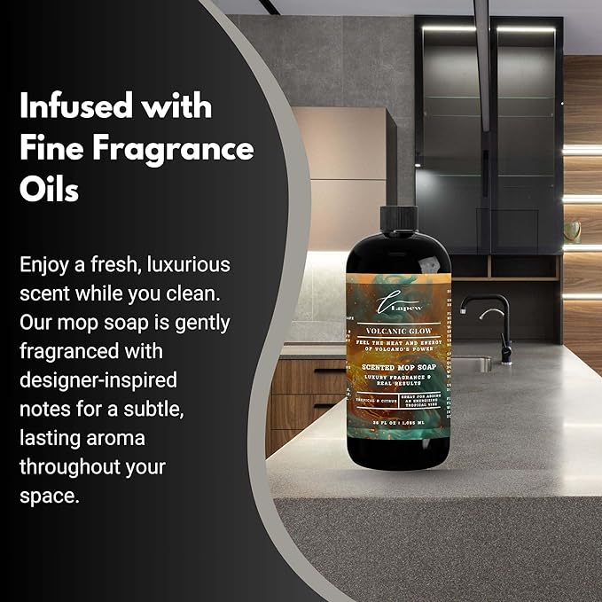 Luxury Floor Cleaner, Scented Mop Soap Concentrate | Hard Floor Cleaner for Tile, Vinyl, Laminate, LVP & Sealed Hardwood | Low-Foam, Streak-Free | 36 oz | Volcanic Glow
