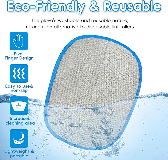Thickened Ectrostatic Pet Hair Removal Glove for Cat & Dog, Upgraded Five-Finger Reusable Magic Brush Pet Hair Remover Tool for Couch, Clothing, Carpet & Car Seat (2Pcs-Blue & Yellow)