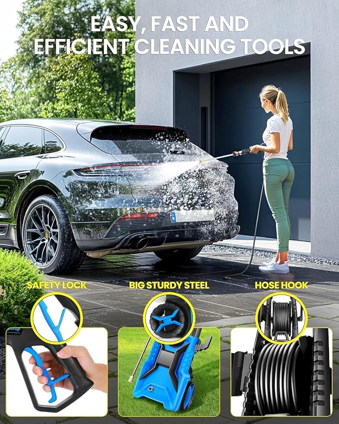5000PSI Pressure Cleaner Adjustable Pressure,Power Cleaner with Foam Cannon,4 Nozzles,33FT Hose and 500ml Soap Bottle for Home/Cars/Driveways/Patios/Fences
