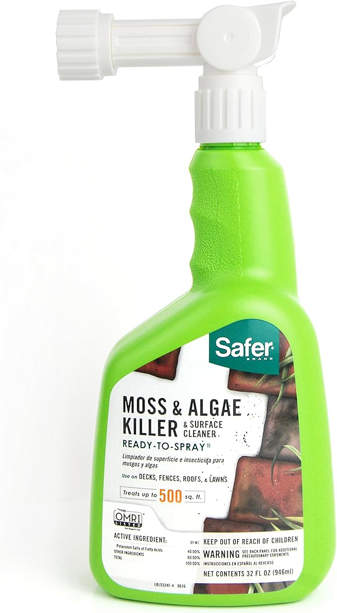 Safer Brand 5324-6 Moss and Algae Killer and Surface Cleaner, 32 oz. Hose Sprayer
