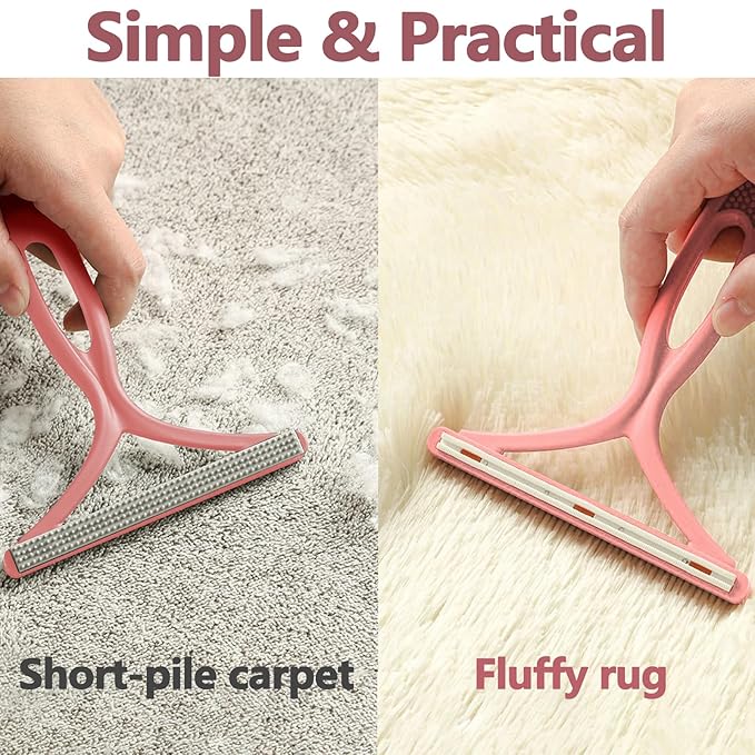 3-in-1 Pet Hair Remover & Grooming Set – Self-Cleaning Cat Dog Brush for Shedding Fabric Shaver & Portable Carpet Scraper & Lint Remover for Clothes Carpet Furniture Couch Car Mats