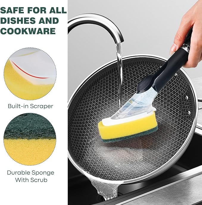 Sponge Brush Refills for OXO Dish Brush, 8 Pack Soap Dispensing Dish Refills, Scrub Replacement Head for Scrubber, Sponge Replacement Head Fits Soap Dispensing Handle