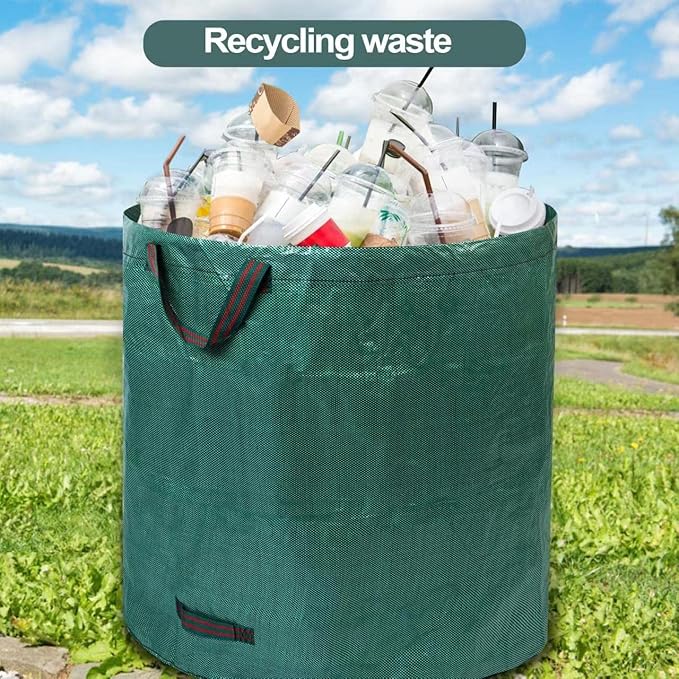 2 Pack 137 Gallons Reusable Yard Waste Bags with Double Bottom Extra Large Lawn Leaf Bags Heavy Duty With 4 Reinforced Handles Garden waste Bags Containers for Debris Grass Clipping