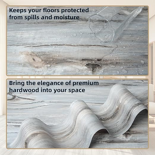 Art3d 15 Sq.ft Peel and Stick Floor Tiles, 10Pcs Luxury Vinyl Plank Flooring Wood Look, 36" × 6" Adhesive and Waterproof Tile Sticker for Bedroom, Living Room, Kitchen, Dust Grey