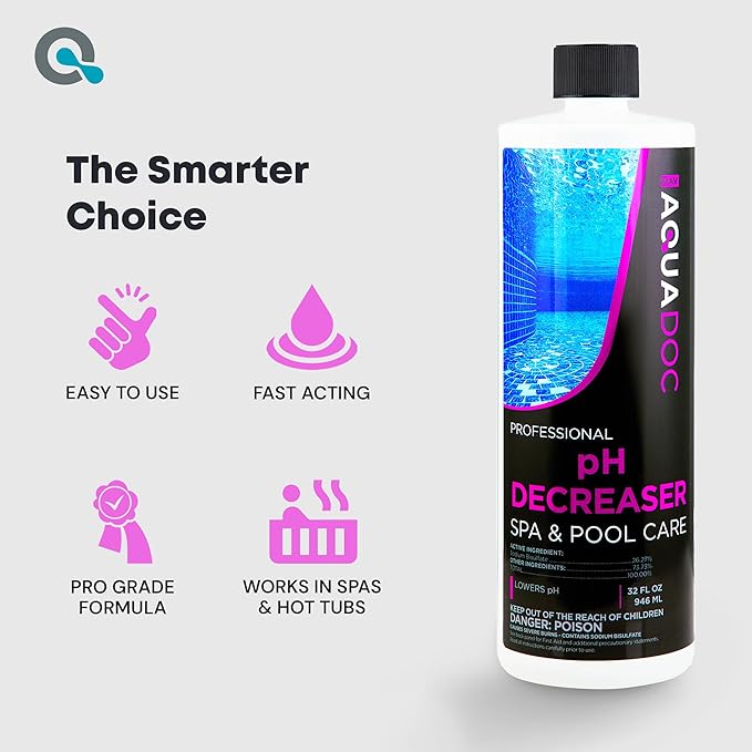 AquaDoc Spa pH Decreaser for Hot Tub - 32oz (2-Pack) - Sodium Bisulfate Spa pH Down for Water Balance - Made in USA