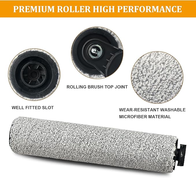2 Pack Soft Roller Brush Replacement Parts for Tineco Floor ONE S5 Steam Cleaner Wet Dry Vacuum, Replacement Parts Accessory Kit for Tineco Floor Cleaner Including 3 Pack Vacuum HEPA Filters