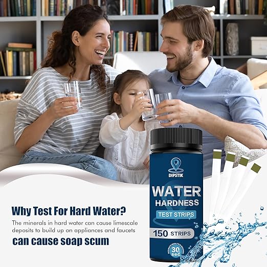Water Hardness Test Kit-150 Strips Water Quality Testing for Drinking/Well Water, Softener,Hard, Dishwasher,Pool,Spa, 0-425 ppm